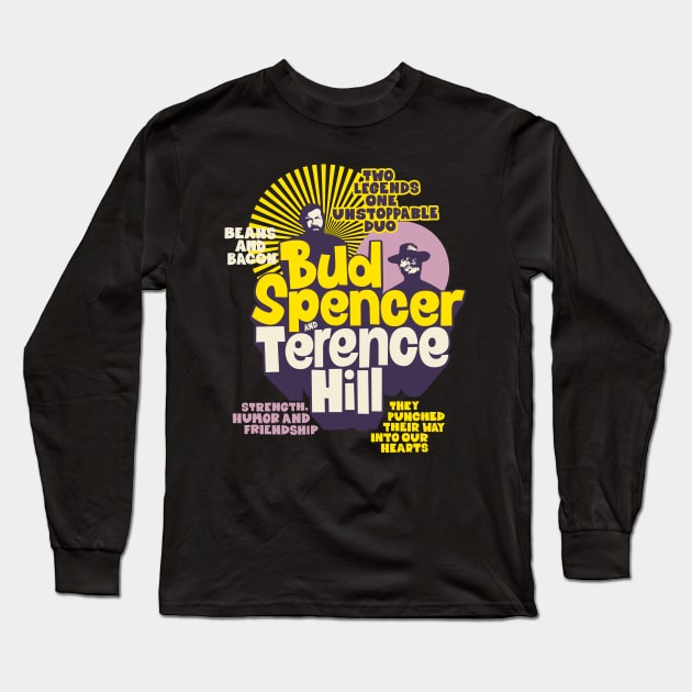 Nostalgic Tribute to Bud Spencer and Terence Hill - Iconic Duo Illustration Long Sleeve T-Shirt by Boogosh